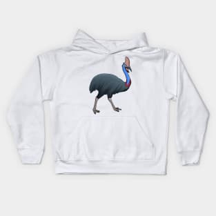 Happy cassowary bird cartoon illustration Kids Hoodie